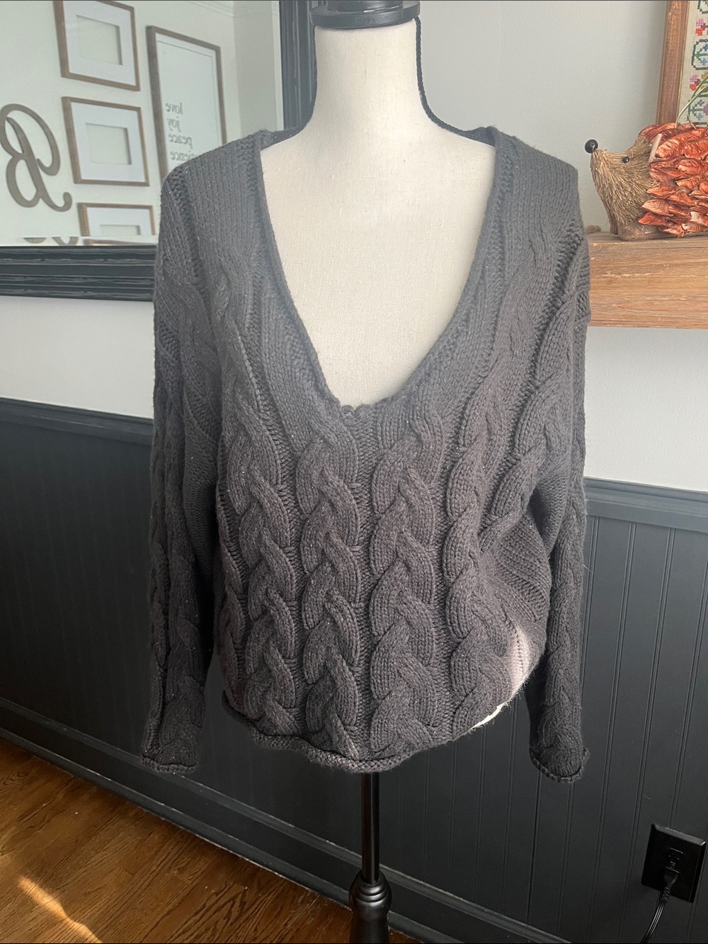 Edikted Black Crewneck Knit Sweater with Pink Label